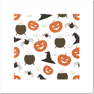 Seamless pattern with Halloween elements Posters and Art